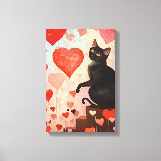 Cute Valentines Day Cat Canvas Print (Front)