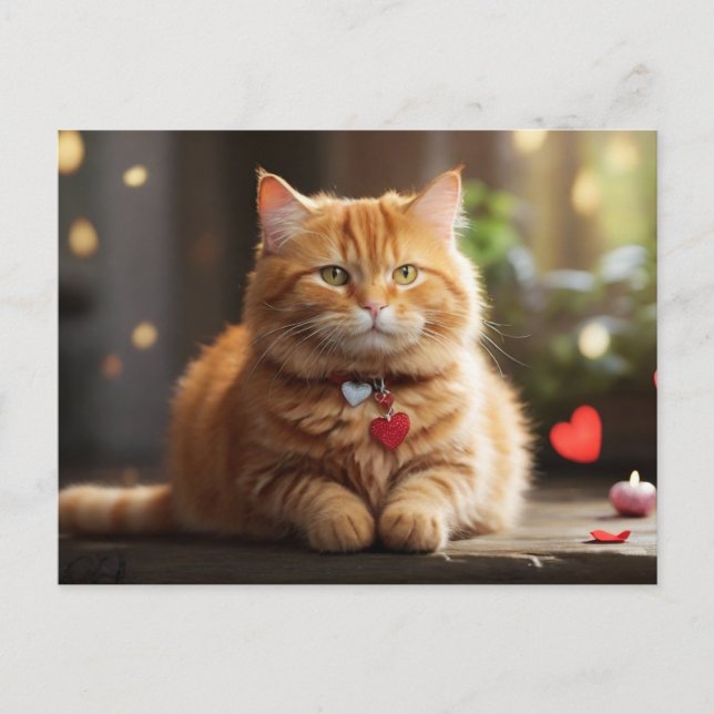 Cute Valentine's Day Cat Holiday Postcard (Front)