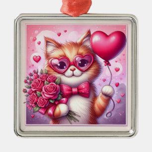 Cute Valentine's day cat/kiten Metal Tree Decoration