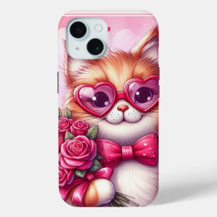 Cute Valentine's day cat/kitten iPhone 15 Case