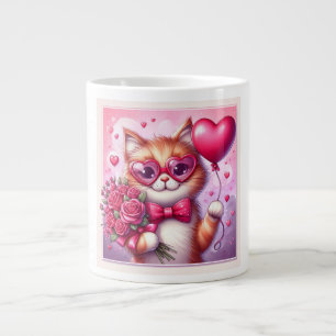 Cute Valentine's day cat/kitten Large Coffee Mug