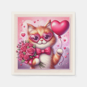Cute Valentine's day cat/kitten Napkin