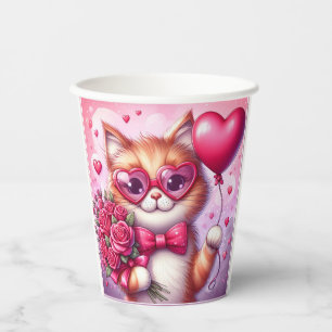 Cute Valentine's day cat/kitten Paper Cups