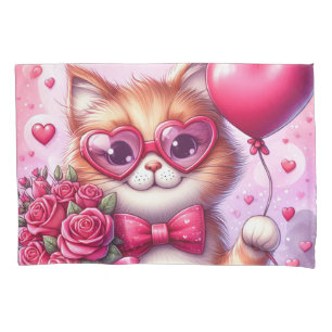Cute Valentine's day cat/kitten Pillowcase