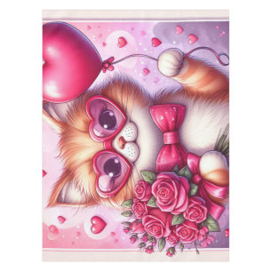 Cute Valentine's day cat/kitten Tablecloth