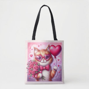 Cute Valentine's day cat/kitten Tote Bag