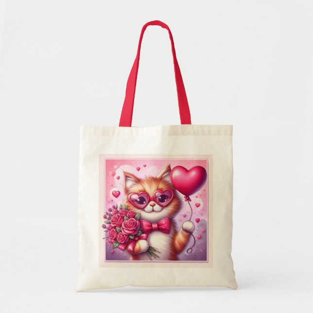 Cute Valentine's day cat/kitten Tote Bag (Front)