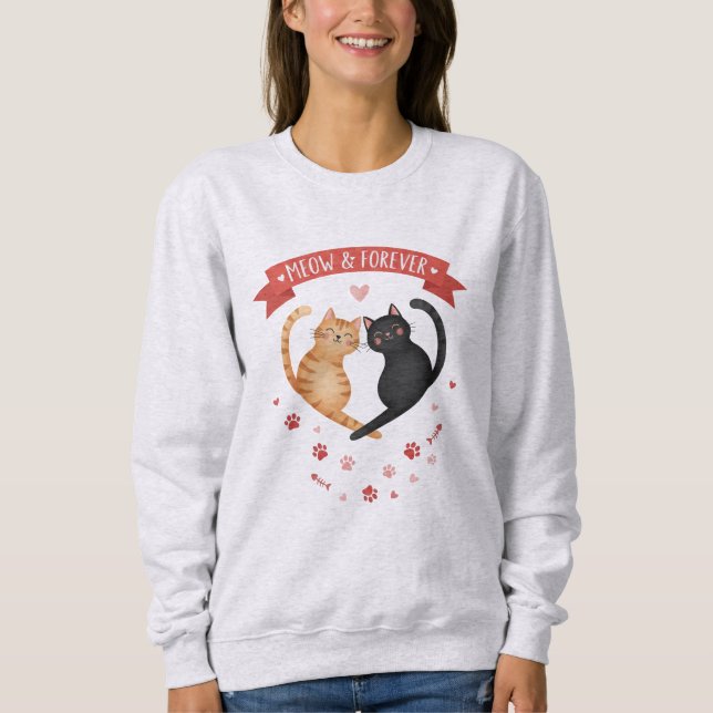 Cute Valentine's Day Cat Sweatshirt (Front)