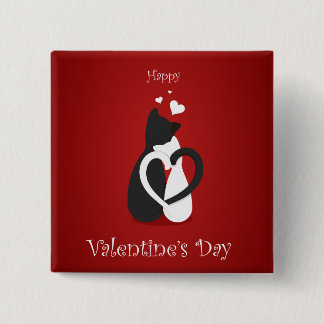 Cute Valentine's Day Cats Love 15 Cm Square Badge