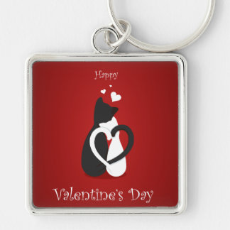 Cute Valentine's Day Cats Love Key Ring