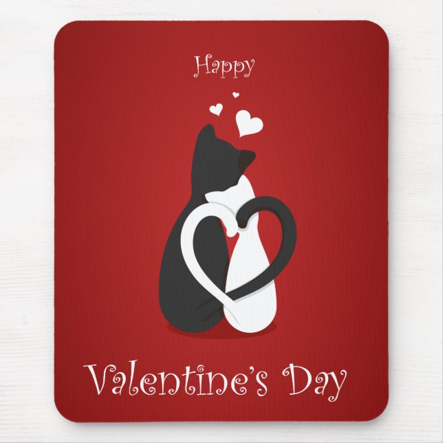 Cute Valentine's Day Cats Love Mouse Mat (Front)