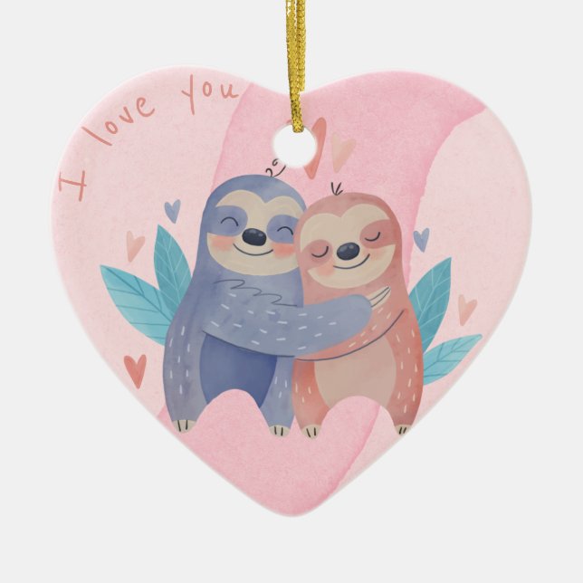 Cute Valentine's Day Ceramic Ornament (Front)