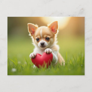 Cute Valentine's Day Chihuahua puppy Holiday Postcard