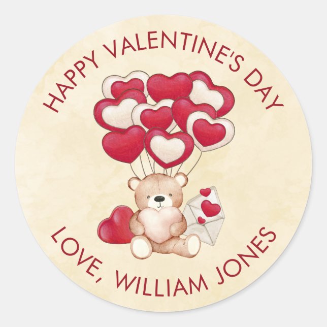 Cute Valentines Day Classmates Coworkers Favours  Classic Round Sticker (Front)