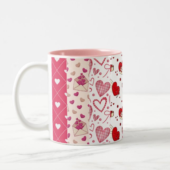 Cute Valentine's Day Collage  Two-Tone Coffee Mug (Left)