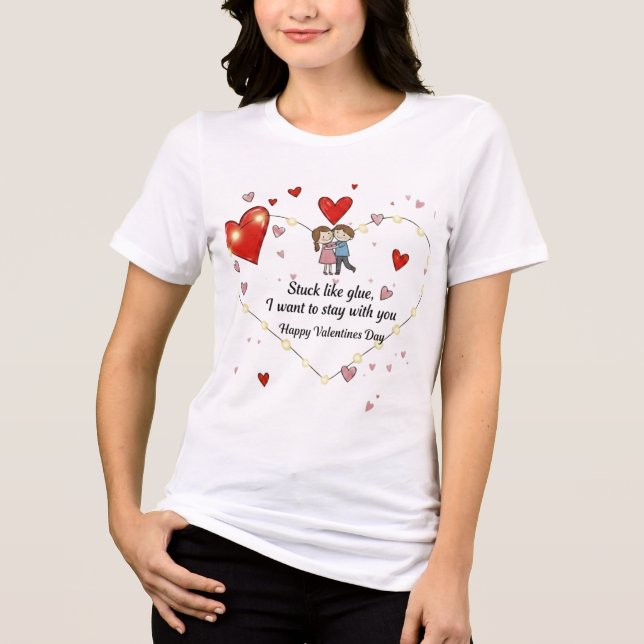 Cute Valentine's day couple hearts custom Tri-Blend Shirt (Front)