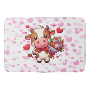 Cute Valentine's day cow Bath Mat