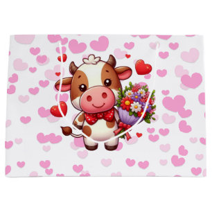 Cute Valentine's day cow Large Gift Bag