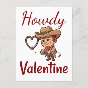 Cute Valentine's Day Cowboy "Howdy Valentine"  Postcard