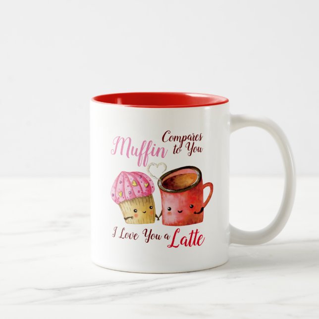 Cute Valentine's Day Cupcake and Coffee Mug Couple (Right)