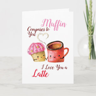 Cute Valentine's Day Cupcake and Coffee Mug Couple Card