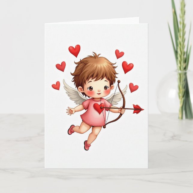 Cute Valentines Day Cupid Card (Front)