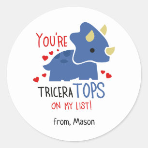 Cute Valentine's Day Dino Classic Round Sticker