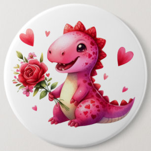 Cute Valentine's day dinosaur 6 Cm Round Badge