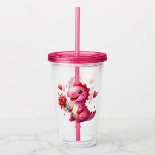 Cute Valentine's day dinosaur Acrylic Tumbler