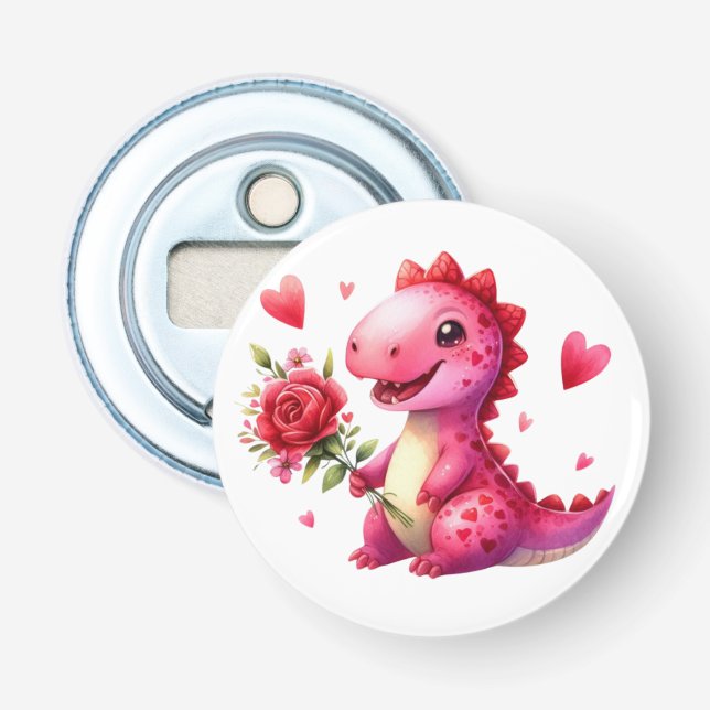 Cute Valentine's day dinosaur Bottle Opener (Front)