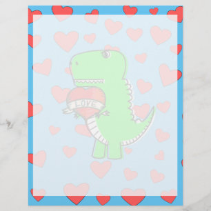 Cute Valentines Day Dinosaur Custom Letterhead