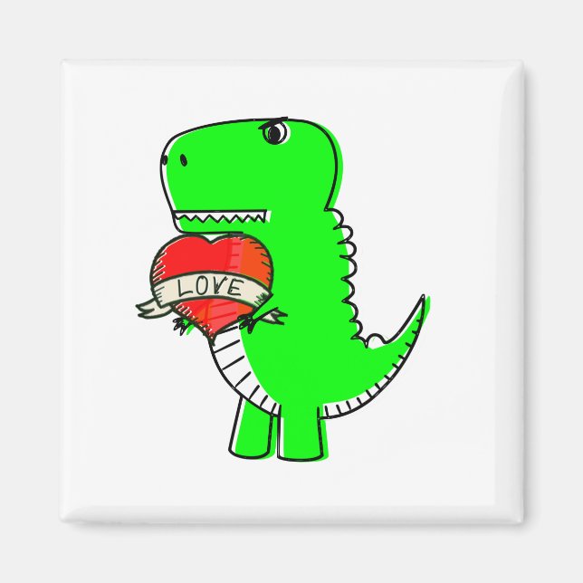 Cute Valentines Day Dinosaur Magnet (Front)