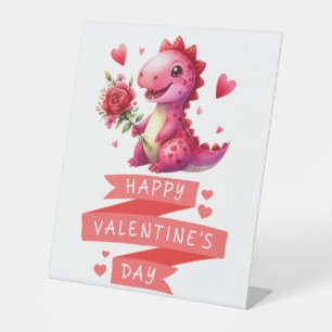 Cute Valentine's day dinosaur Pedestal Sign
