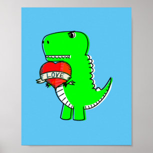 Cute Valentines Day Dinosaur Poster