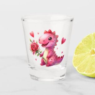 Cute Valentine's day dinosaur Shot Glass
