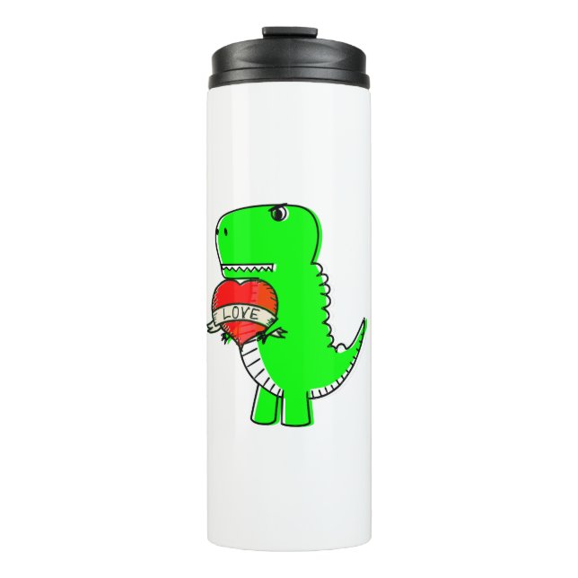 Cute Valentines Day Dinosaur Thermal Tumbler (Front)