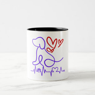 Cute Valentine's Day Dog Lover Two-Tone Coffee Mug