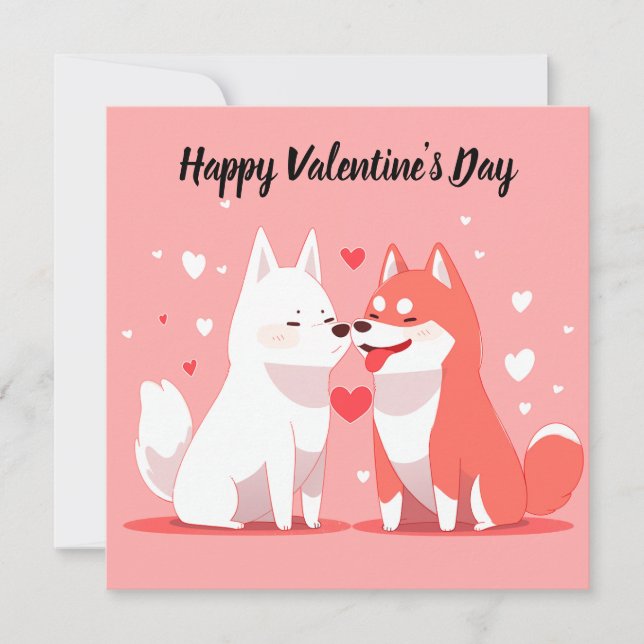 Cute Valentine's Day Dogs Flat Card (Front)