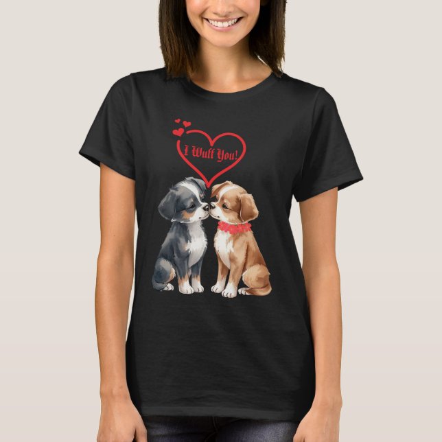 cute Valentine's Day dogs Folded Greeting Card T-Shirt (Front)