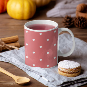 Cute Valentine's Day Dusty Pink Hearts Coffee Mug