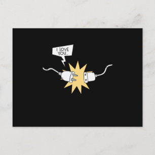 Cute Valentines Day Electrician Technician Cheesy Postcard