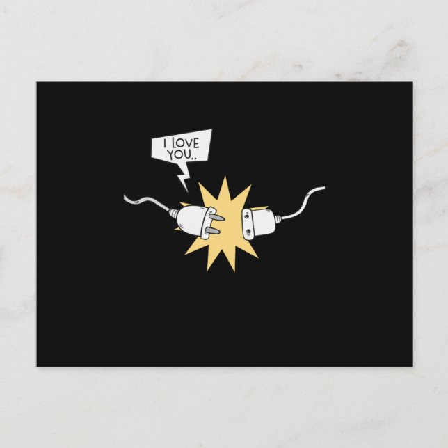 Cute Valentines Day Electrician Technician Cheesy  Postcard (Front)