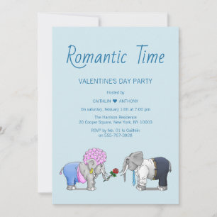 Cute Valentine's Day Elephants Invitation