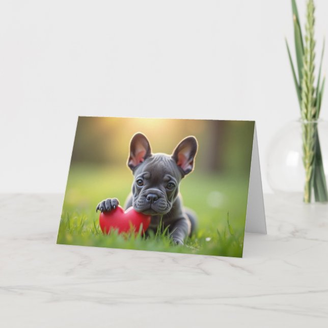Cute Valentine's Day French Bulldog Holiday Card (Front)