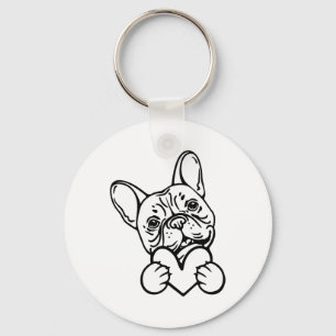 Cute Valentine's Day Frenchie French Bulldog Lover Key Ring