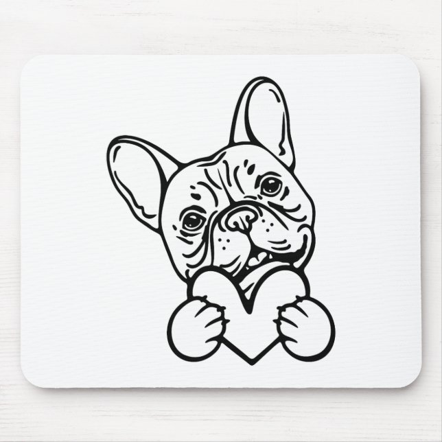 Cute Valentine's Day Frenchie French Bulldog Lover Mouse Mat (Front)