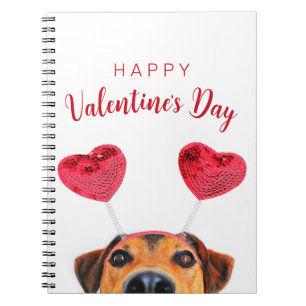 Cute Valentine's Day Funny Dog Heart Headband Notebook
