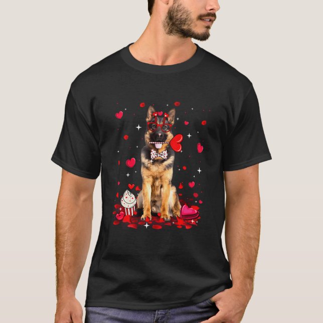 Cute Valentine'S Day German Shepherd Dog Heart Cos T-Shirt (Front)