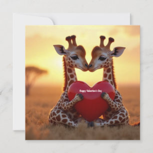 Cute Valentine's Day Giraffes  Holiday Card