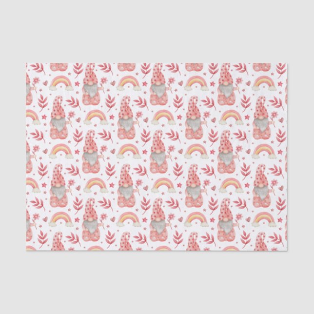 Cute Valentine's Day Gnomes Tissue Paper (Front)